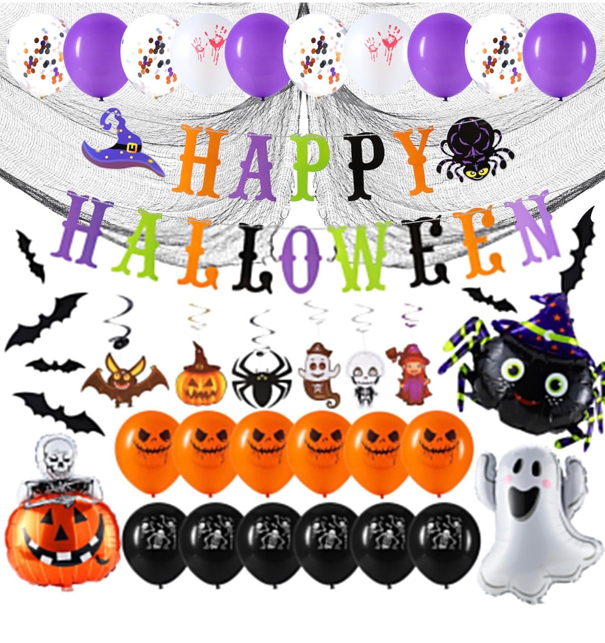 Halloween Dekoration (Hängende Wirbel mit Geister- Kürbis- und Hexenmotiven