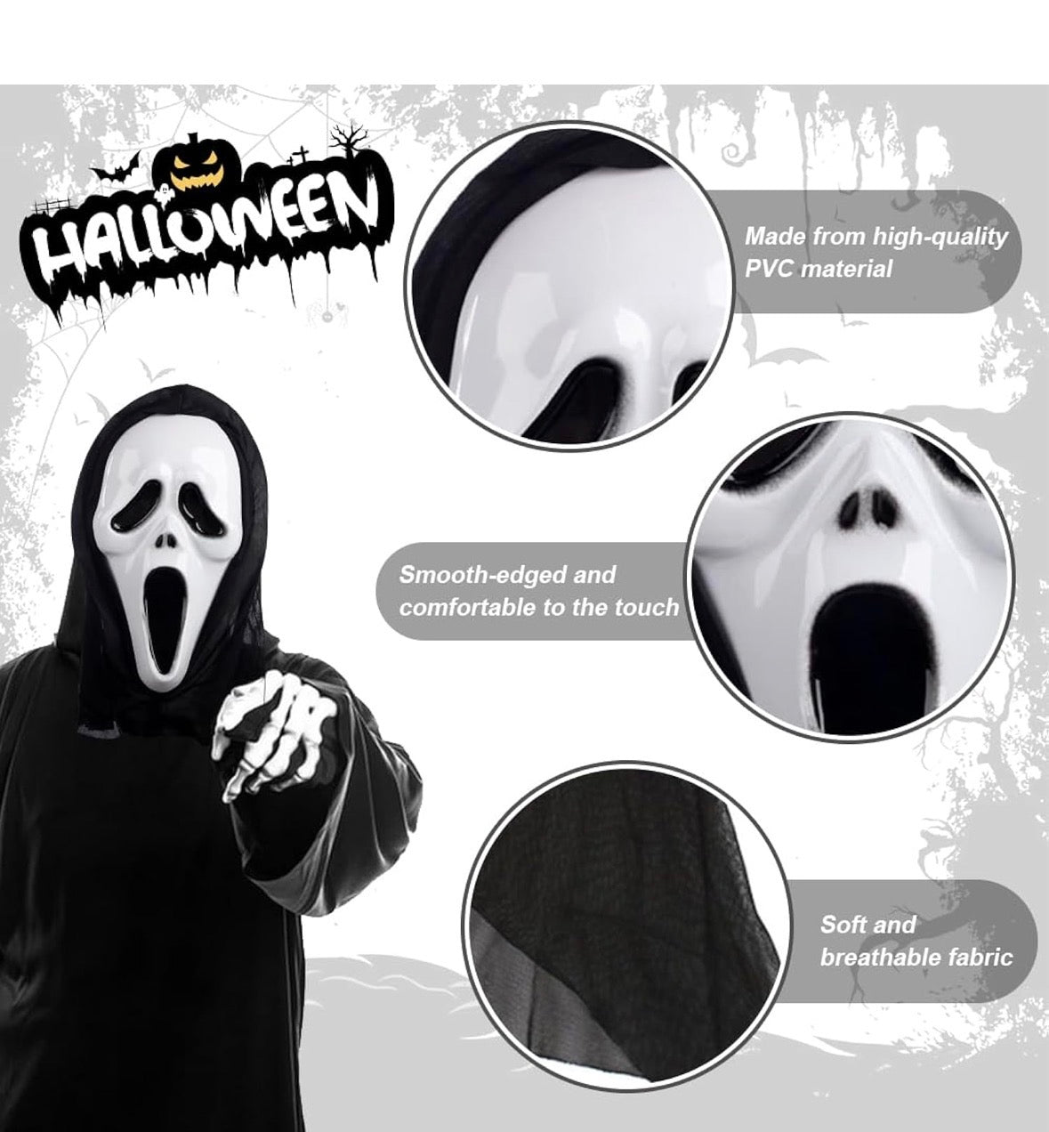 Halloween Grusel Masken (3Stk.)