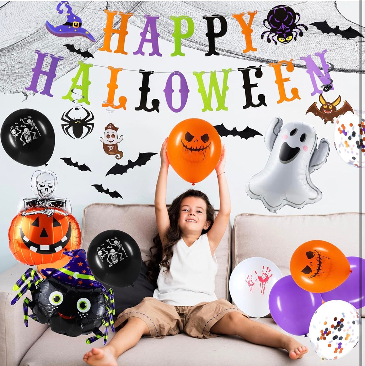 Halloween Dekoration (Hängende Wirbel mit Geister- Kürbis- und Hexenmotiven