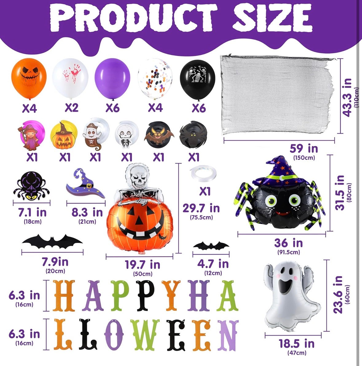 Halloween Dekoration (Hängende Wirbel mit Geister- Kürbis- und Hexenmotiven